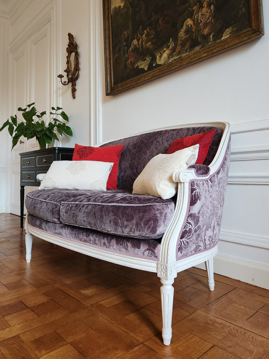 Ancien canapé Louis XVI, Maison Pierre Frey, velours.