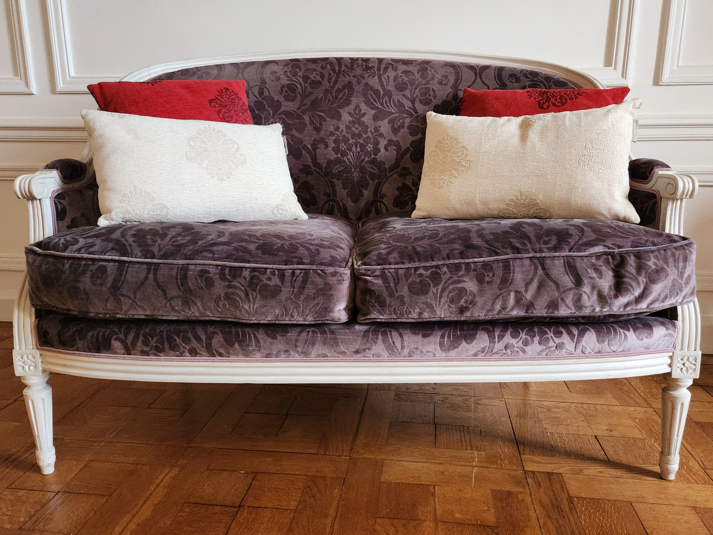 Ancien canapé Louis XVI, Maison Pierre Frey, velours.