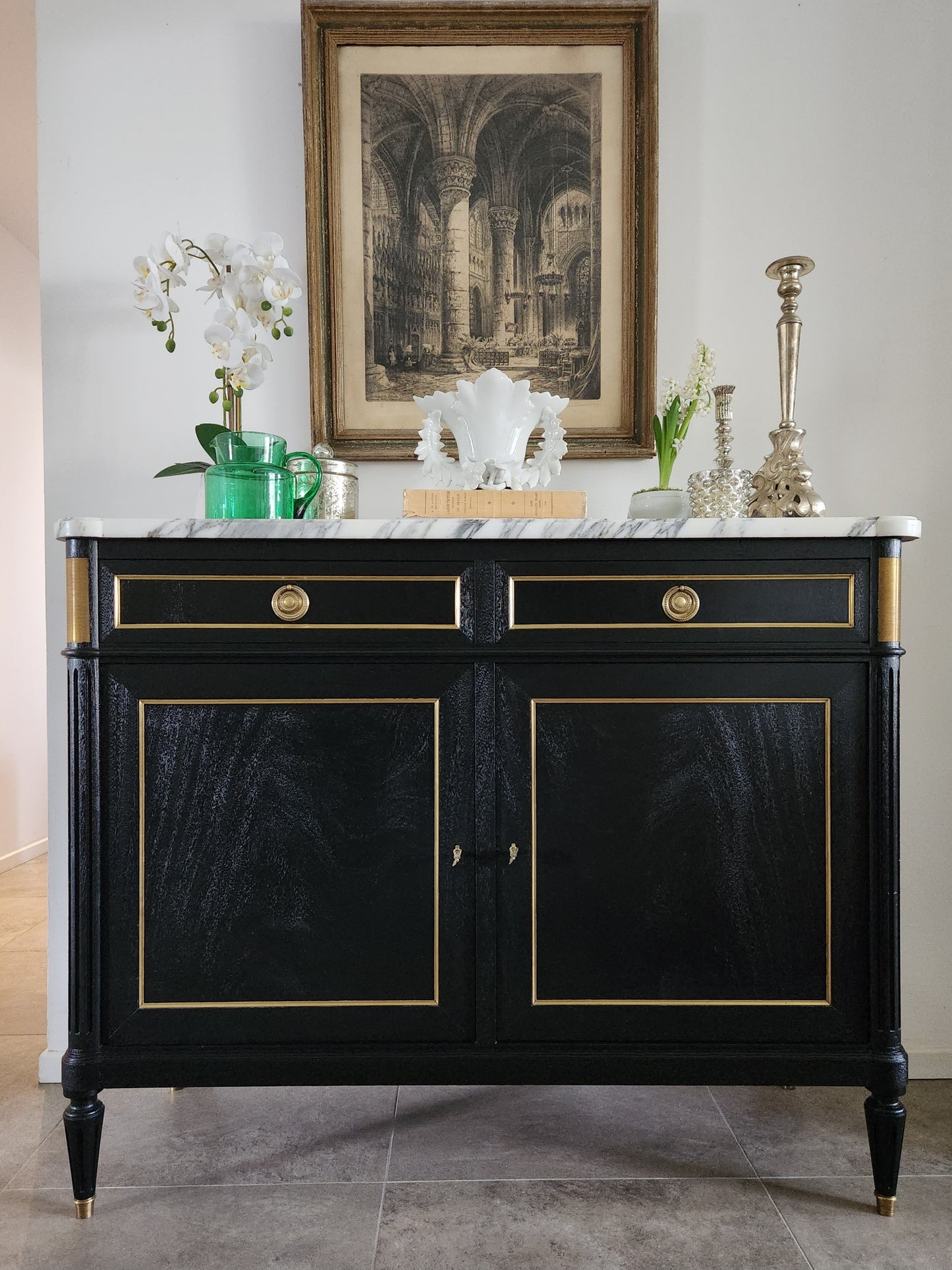 Buffet Louis XVI, marbre de Carrare