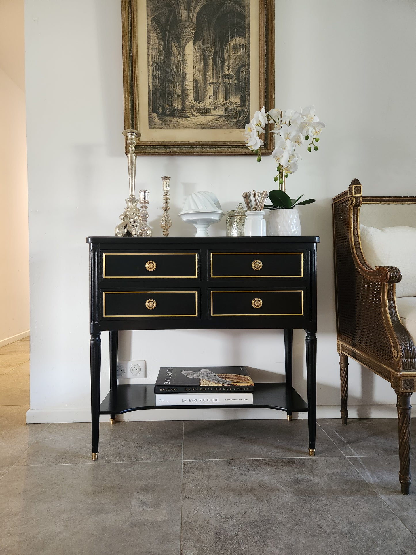 Ancienne console argentier de style Louis XVI,