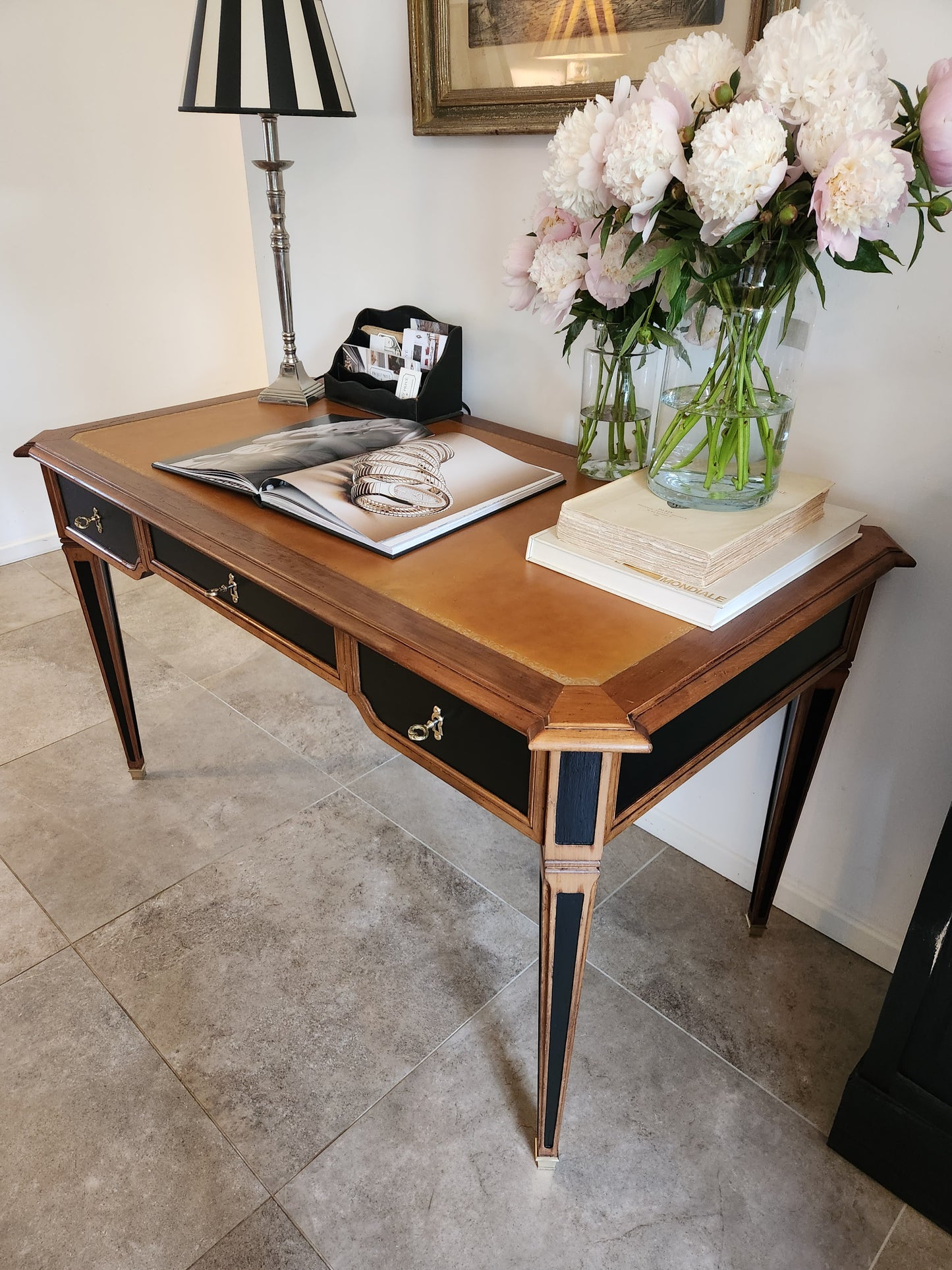 Bureau Louis XVI Cuir Cognac