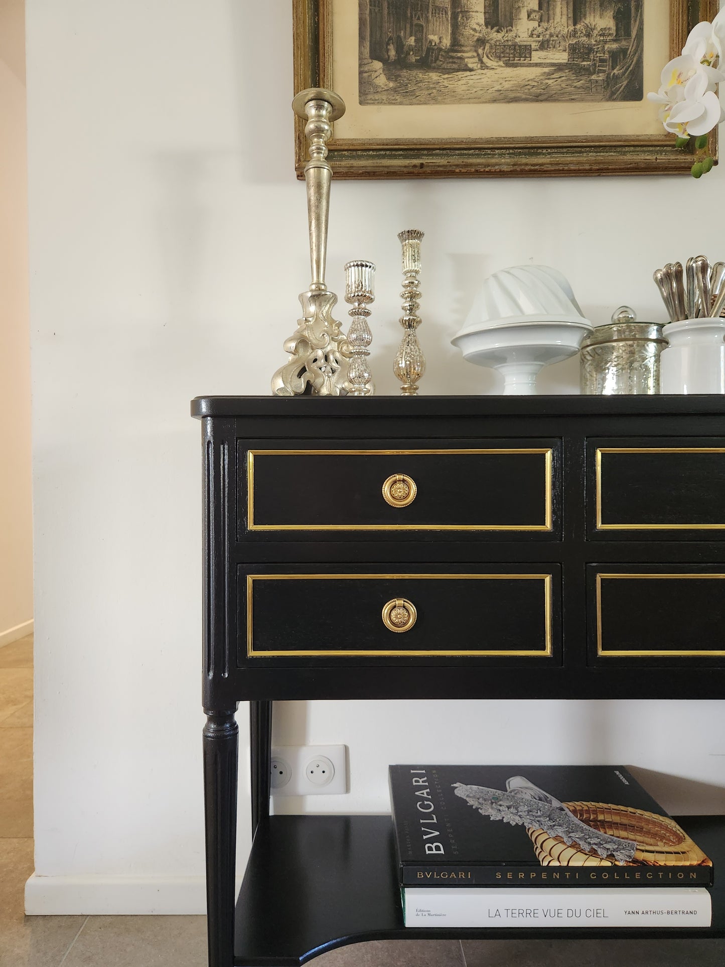 Ancienne console argentier de style Louis XVI,