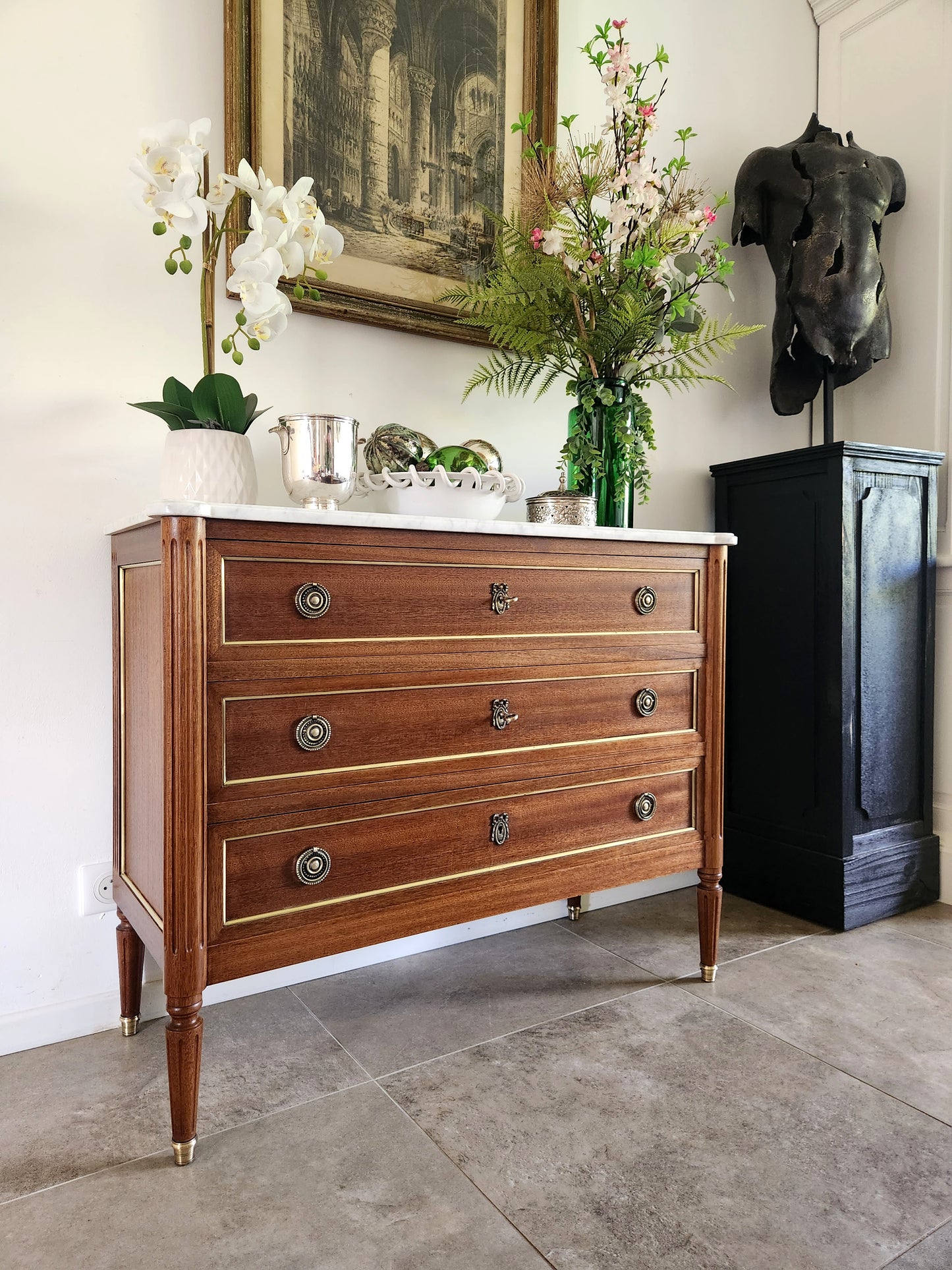 Commode Louis XVI marbre de Carrare