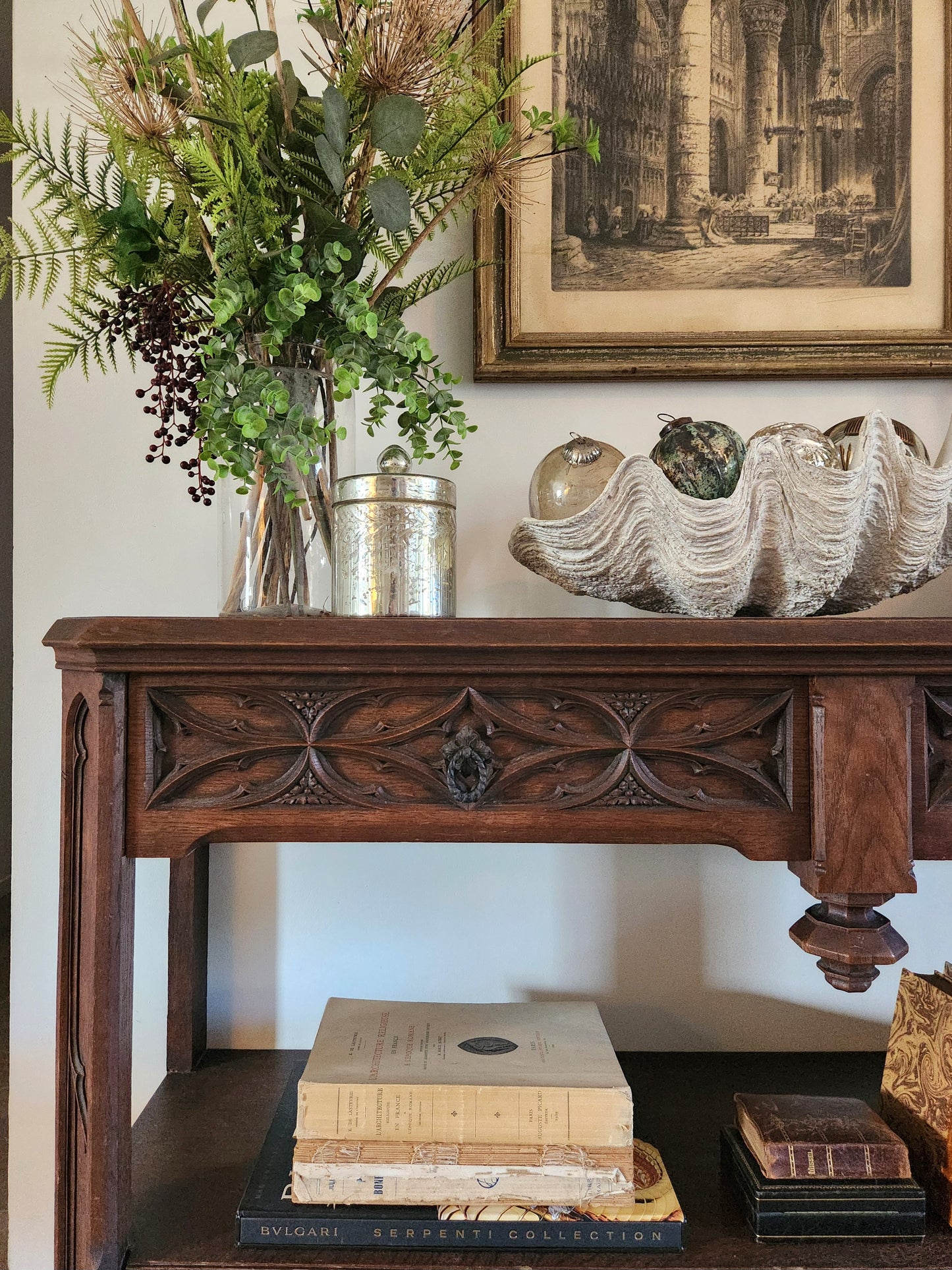 Console d'église française sculptée, 19ème