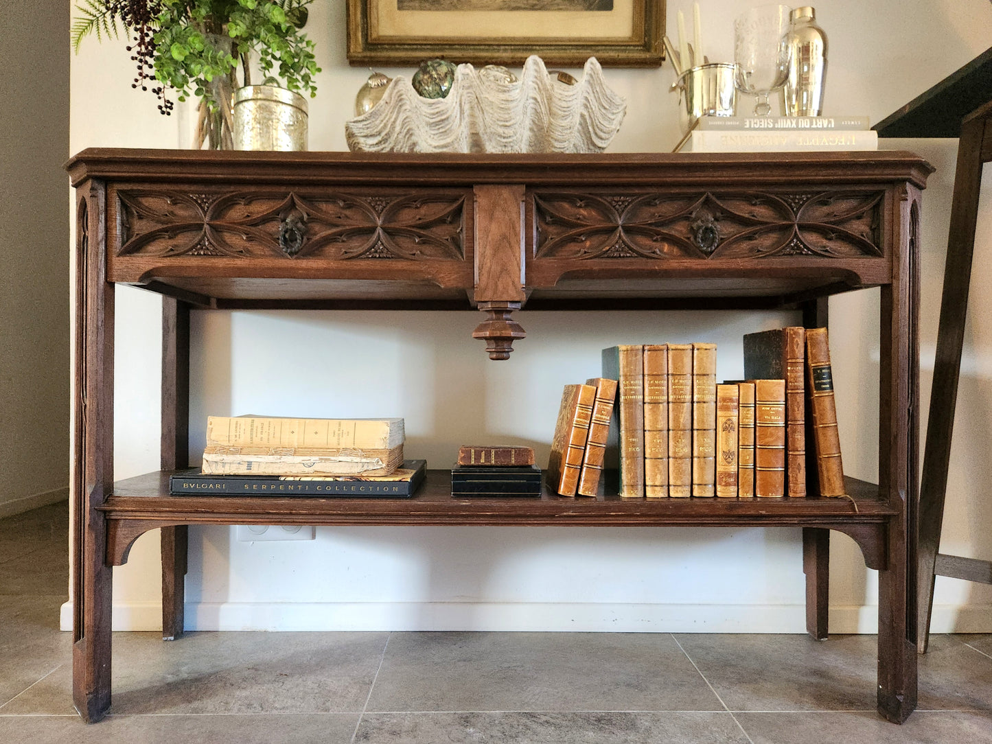 Console d'église française sculptée, 19ème