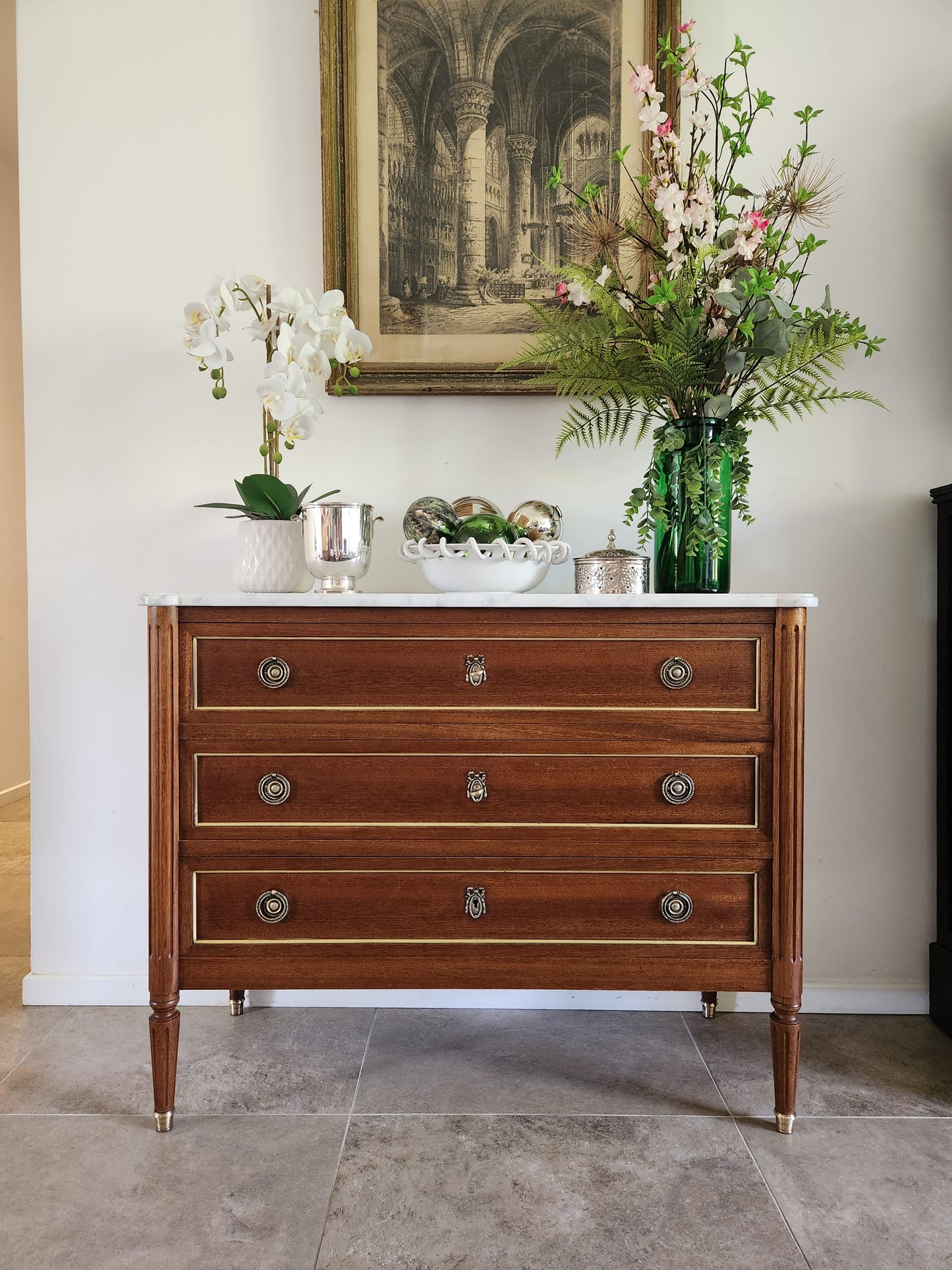 Commode Louis XVI marbre de Carrare